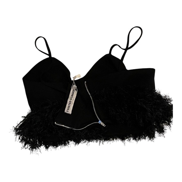Twisted Wunder Crop Top with Faux Feathers Size 10 - Picture 9 of 9